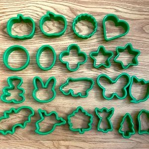 6/$20 Set/20 Green, Plastic Cookie Cutters, Can be Used for Play Dough, or Cr…